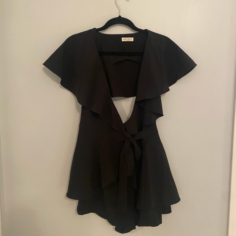 Black romper. Back cutout. Main Strip. Size small.